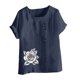 thumbnail image 4 of Vestidos Casuales Para Mujer, Blusas De Mujer De Moda Blusa informal de lino con cuello redondo, manga corta y botones para mujer, 4 of 4