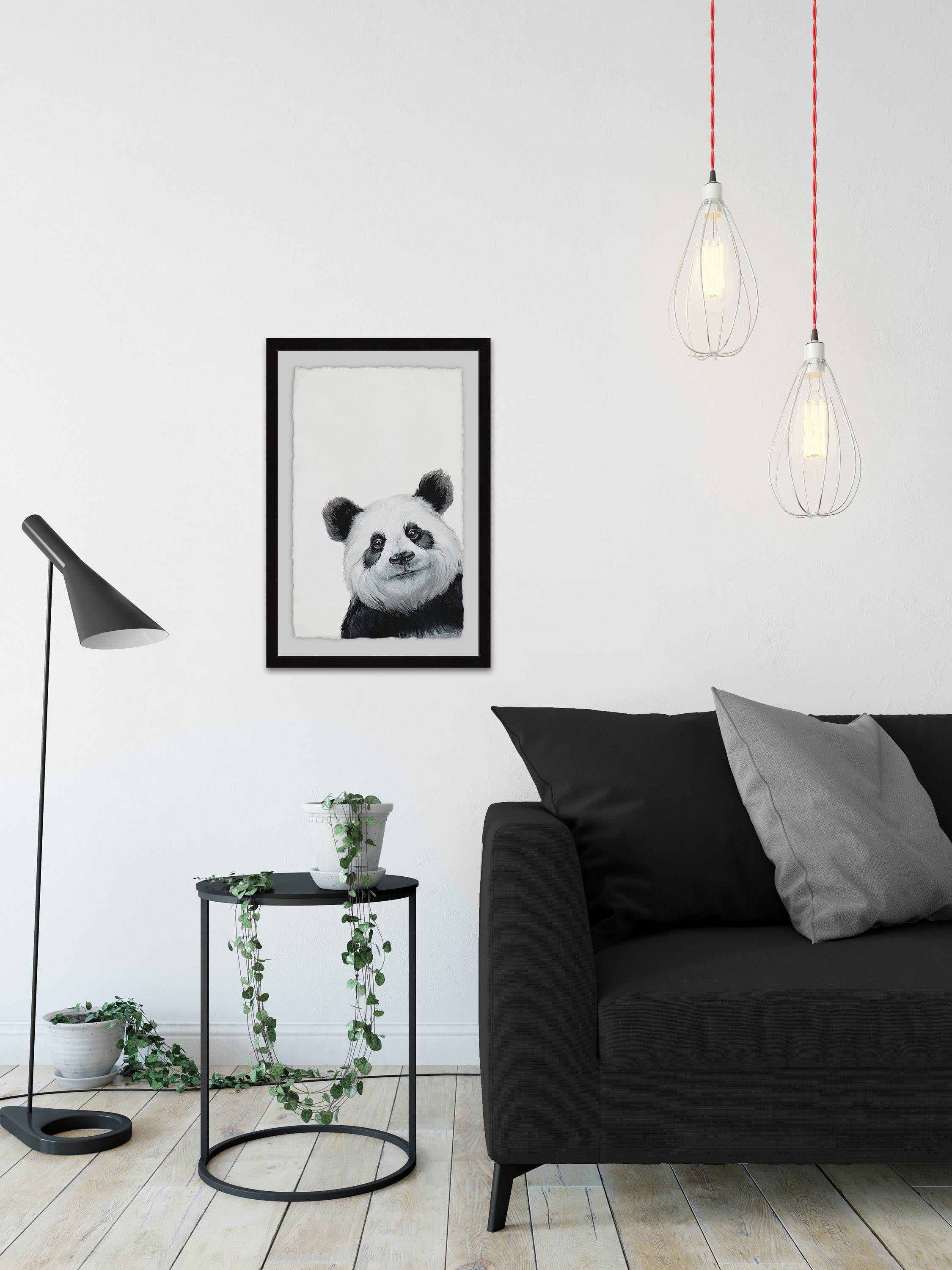 Furry Panda Framed Painting Print