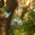 thumbnail image 2 of Topadorn Bird Feeders for Outdoors Hanging Bird Feeder, Wild Bird Seed for Outside Feeders and Garden Decoration Yard for Bird Watchers, Blue and Green Flower Glass Mosaic, 9" H, 2 of 8