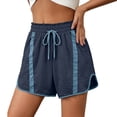 thumbnail image 3 of Yievot Cotton Athletic Shorts for Women Striped Elastic Waist Drawstring Lightweight Workout Gym Running Shorts, 3 of 4