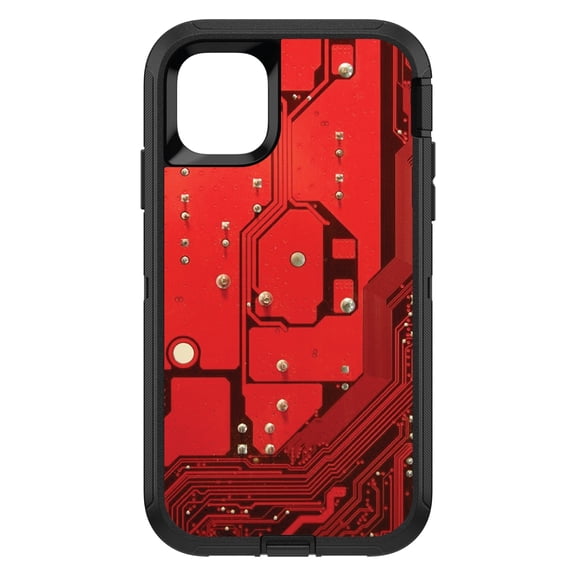 DistinctInk Custom SKIN / DECAL compatible with OtterBox Defender for iPhone 11 Pro (5.8" Screen) - Red Circuit Board Image - Printed Circuit Board Image