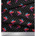 thumbnail image 2 of Soimoi Black Cotton Duck Fabric Watercolor Macaw Parrot & Triangle Geometric Printed Fabric 1 Yard 42 Inch Wide, 2 of 3