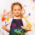 thumbnail image 2 of Colorful Neon Butterfly Pattern Kids Aprons for Girls and Boys,Adjustable Neck Strap Toddler Aprons for Kids Cooking Baking, 2 of 6