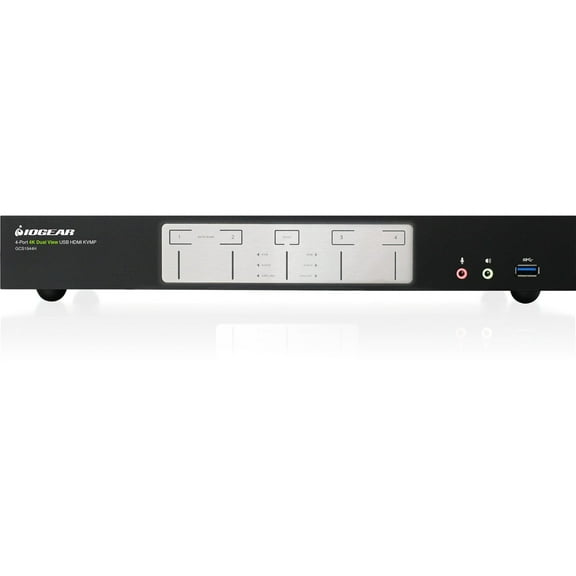 IOGEAR 4-Port 4K Dual View KVMP Switch with HDMI Connection, USB 3.0 Hub and Audio, TAA