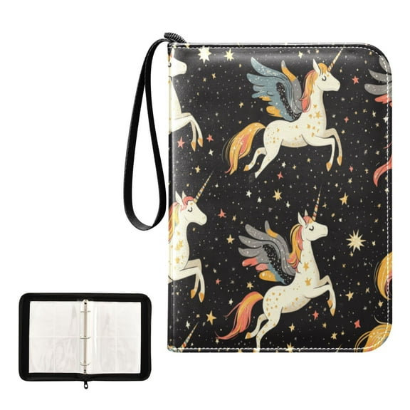 400 Pockets Trading Cards Album,Card Binder 4-Pocket, Cards Collector Album Holder Fits 400 Cards with 50 Removable Sheets Unicorns with Wings