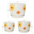 thumbnail image 3 of Plant Pots,Set of 3 Ceramic Sunflower Flower Pots for Indoor Plants,4+5+6 inch Pots with Drainage Hole Saucer,Garden Pots Catus Planters, 3 of 5