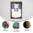 thumbnail image 4 of Emma + Oliver Jersey Display Case, 24x36, Hanger Display, Solid Pine Wood, UV Treated Window, Mahogany Finish, 4 of 13