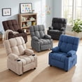 thumbnail image 3 of JONPONY Kids Recliner Chair,Push Back Toddler Recliner with Cup Holders & Side Pockets，Adjustable Footrest & Headrest Kids Sofa for Boys Girls 3+ Age Group，Children's Bedroom Furniture ，Grey, 3 of 12
