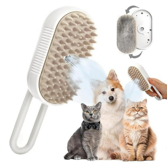 Cat Steam Brush for Shedding with Foldable Handle for Short/Long Haired Pets Spritz Defur Comb for Cats Pet Spray Hair Removal Comb Grooming Tool for Hair Removal & Massage
