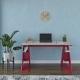 thumbnail image 3 of Ada Home Decor Furniture 3 Tier Light Mocha Burgundy Dearborn Modern Desk, 3 of 7
