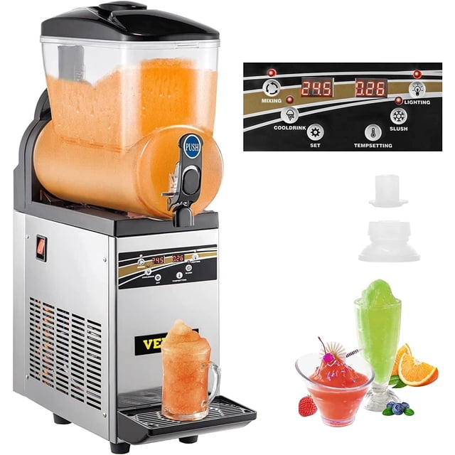 VEVOR Máquina de granizados comercial, máquina de margarita comercial de tanque 15Lx1, máquina de granizados de acero inoxidable de 500 W, máquina de granizados para supermercados, cafeterías, restaur