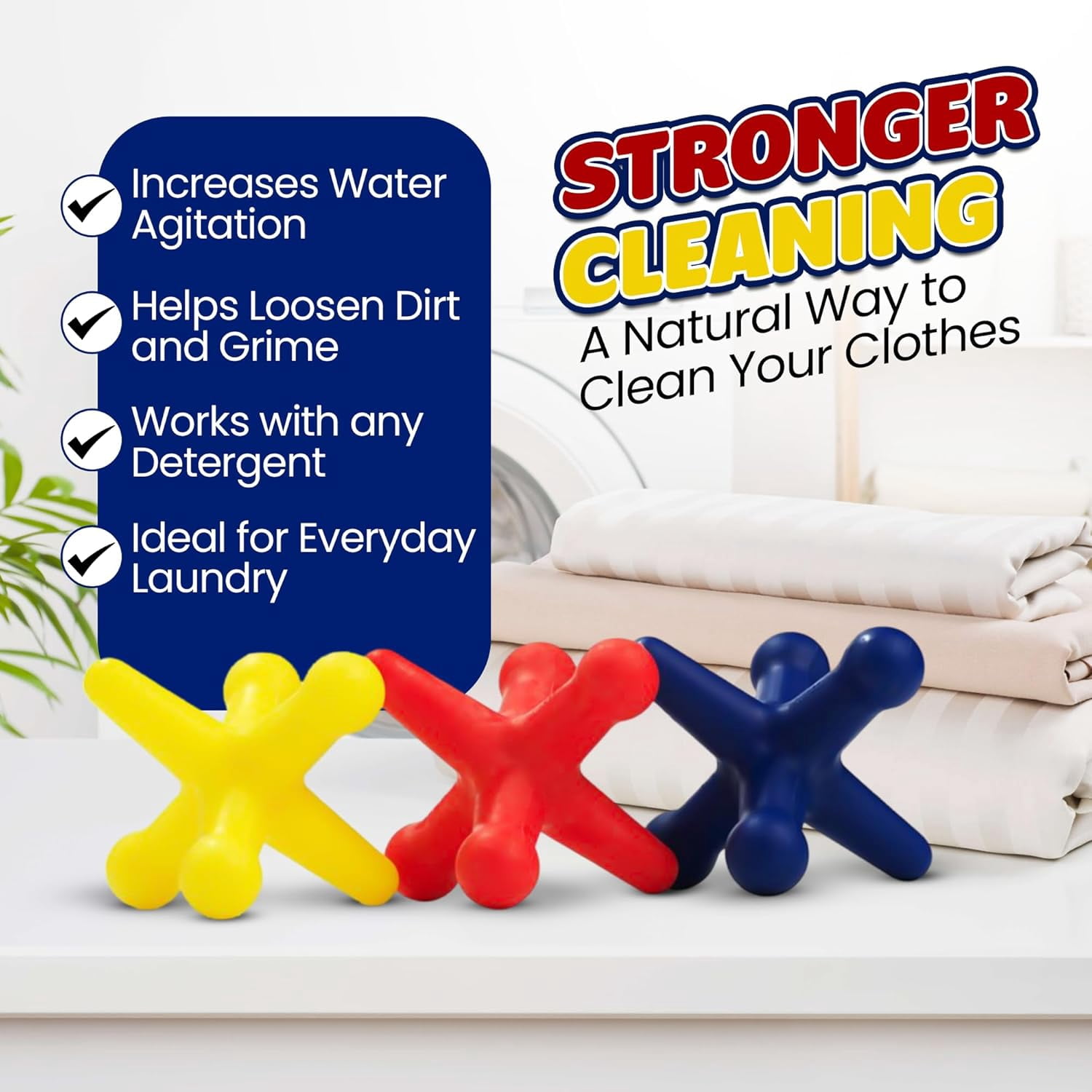 Washin Jax, Laundry Agitation System Balls, 3pk, Silicone Durable