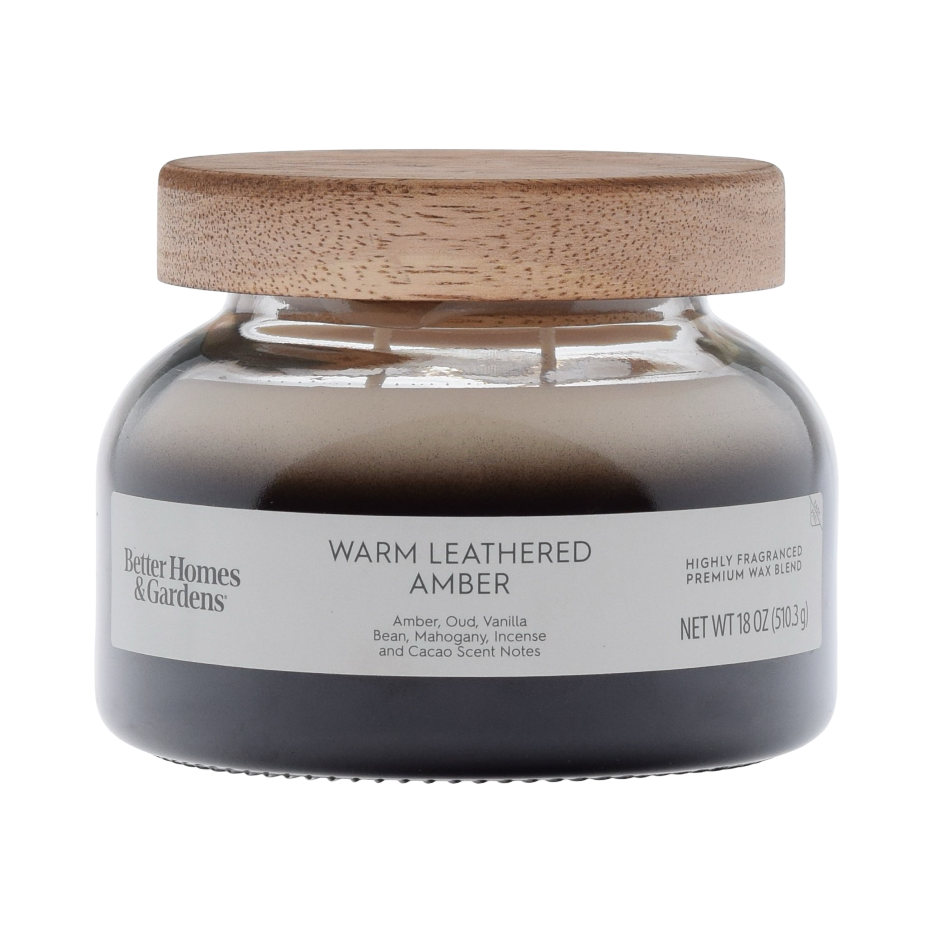 Better Homes and Gardens Warm Leathered Amber Scented 2-Wick Ombre Jar Candle 18oz.