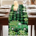 thumbnail image 3 of Table Runners 72 Inches Long Dress Scarves, St. Patrick's Day Farmhouse Kitchen Table Runner, Coffee Tablerunners, Green Shamrocks Truck Black Buffalo Plaid 16x72 Inch, 3 of 9