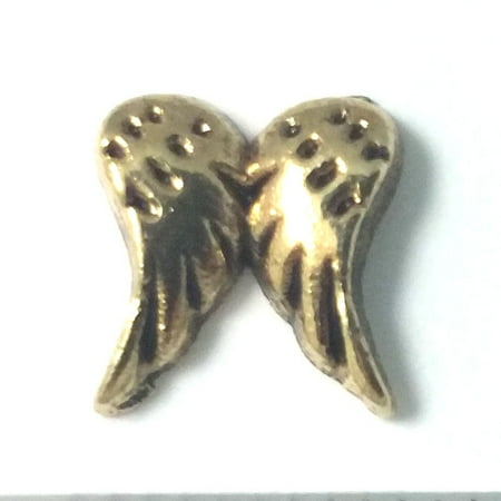 Found Metal Charms Wings - 1 PC - Angel Wings Gold Charm for Floating Locket Jewelry F0088