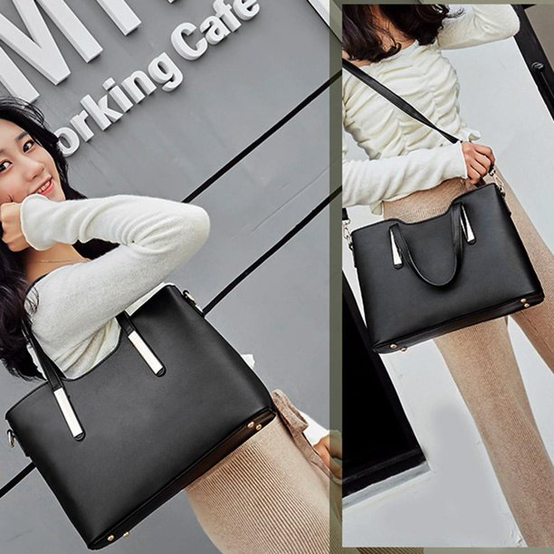 Bolsa 3 unids/set de bolsos de hombro de cuero para mujer. bolsos de mano cruzados para tarjetas (negro Ehuebsd Nuevos Originales