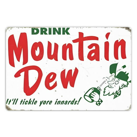 PHYHOO Vintage Mountains Dews Tin Metal Tin Sign Tin Plate Sign Wall Art Decor TIN SIGN (white) 12x8Inches