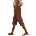 thumbnail image 1 of Women Capri Pants High Waist Drawstring Pants Comfortable Soft Trousers Holiday Wear Beach Casual Pants Women Pants Casual Work plus Size Women Casual Pants Business Casual Clothes for Women plus Size, 1 of 5
