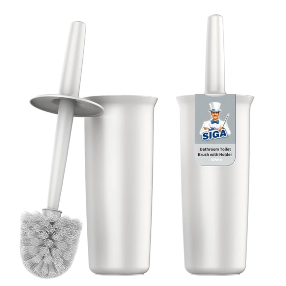 MR.SIGA Brosse pour Cuvette et Support pour Salle de Bain, Blanc, Lot de 2