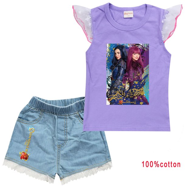 Conjunto de ropa de algodón para niñas, camiseta y pantalones cortos, conjunto de ropa de verano para niñas de dibujos animados informales de moda de dos piezas zhangmenya LED