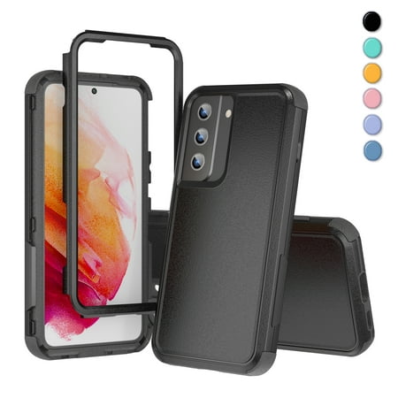 Xhy for Samsung Galaxy S22 Case 2022 Rugged Rubber Durable 3 in 1 Protective Samsung S22 5G Phone Cover for Girl Men Women Cute (Black)