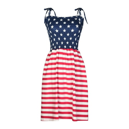 

Penkiiy Parent-child Wear Woman Fashion Independence Day Stripe Star Print Seaside Beach Dress Sling Skirt Mom Family Christmas Pajamas with Dogs on Them L Red On Clearance