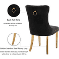 thumbnail image 6 of LegaHome Dining Chairs Set of 2, Modern Upholstered Velvet Dining Room Chairs with Nailhead Trim and Golden Stainless Steel Plating Solid Wood Legs, Tufted Button Padded Chairs Set for Kitchen, Black, 6 of 11