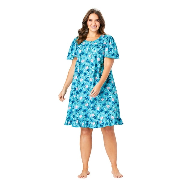 Dreams & Co. Dreams & Co. Women's Plus Size Short Floral Print Cotton