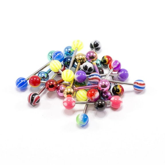 Tongue Rings Straight Barbells 14G 5/8" Surgical Steel No Duplicate Set Of 20