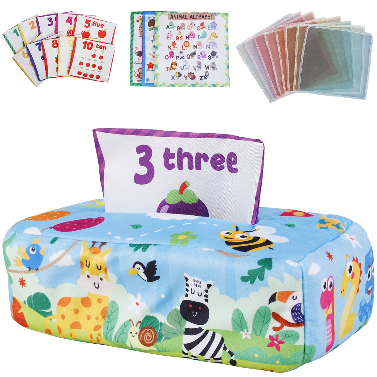 Baby Tissue Box Toy Sensory Crinkle Tissue Box Magic Tissue Box for