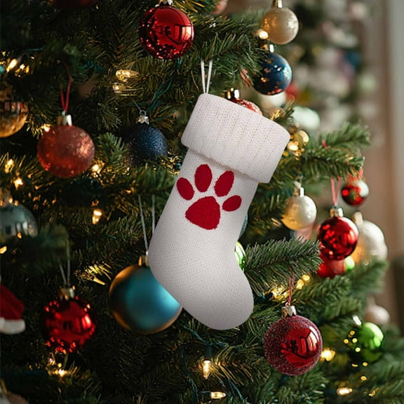Cute Dog Paw Small Christmas Stocking Ornaments - Festive Pet Themed Tree Pendants, Holiday Decoration for Christmas Tree & Home Decor