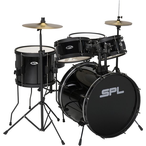 Sound Percussion Labs Kicker Pro 5Piece Drum Set with Stands, Cymbals and Throne Black