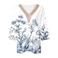 thumbnail image 3 of Gibobby Playeras Mujer Camisetas Cuello V Camiseta cómoda manga corta con cuello en V estampada estilo occidental informal para mujer(Azul celeste,G), 3 of 4
