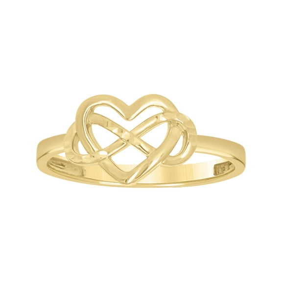10k Yellow Gold Womens Infinity Heart Ring