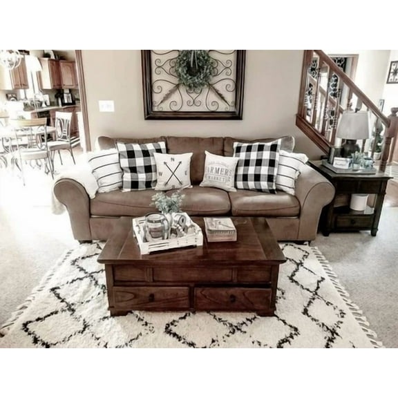 Durable Checkered Pillowcase Covers - Black And White (2 Sets, 18"X18")