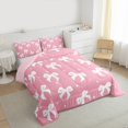 thumbnail image 3 of Homewish Princess Pink Bowknot Bedding Comforter Set for Kids, Cartoon Cute Ribbon Twin Comforter Sets, Bow-tie Theme Reversible Bedding Set, Lightweight Room Decor, 2pcs, 3 of 8