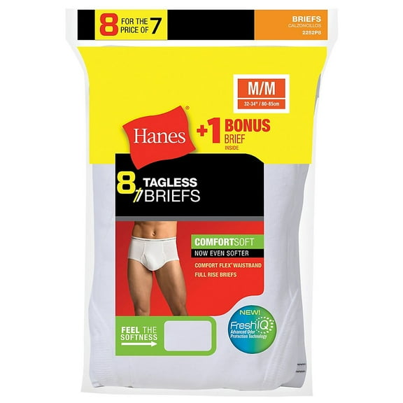 Hanes Men's No Ride Up Brief 8-Pack Includes 1 Free Bonus Brief