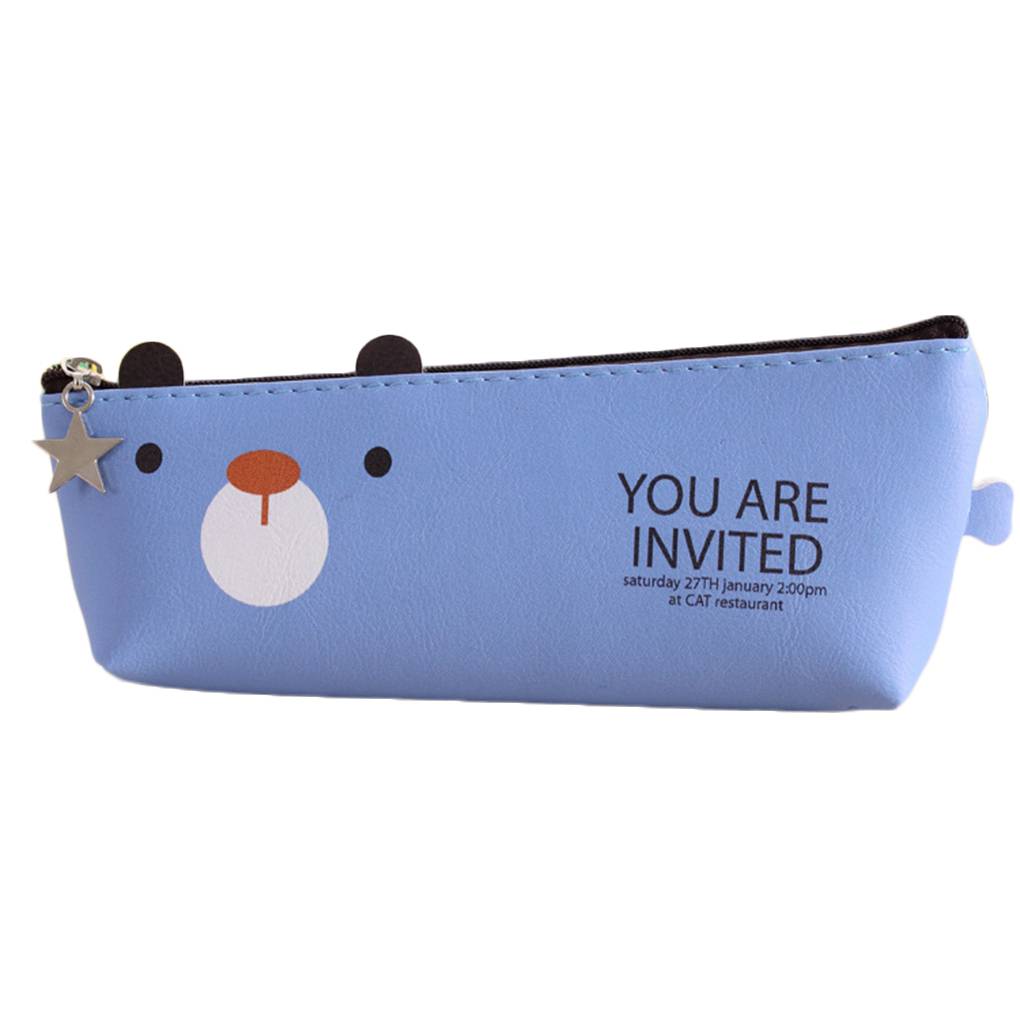 Homeholiday Cartoon Pencil Pouch Holder Cute PU Pencil Case Student