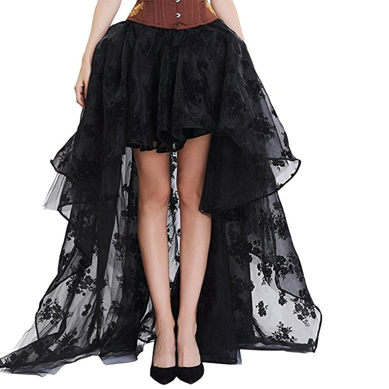 IDALL Maxi Skirt Pleated Skirts Women Irregular Black Lace Floral Party Halloween Skirt Gothic Steampunk Skirt Pencil Skirt Summer Skirts Floral Skirt Black Dress 5XL Walmart