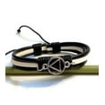 thumbnail image 2 of Leather Adjustable AA Bracelet - Black &amp; White, 2 of 2