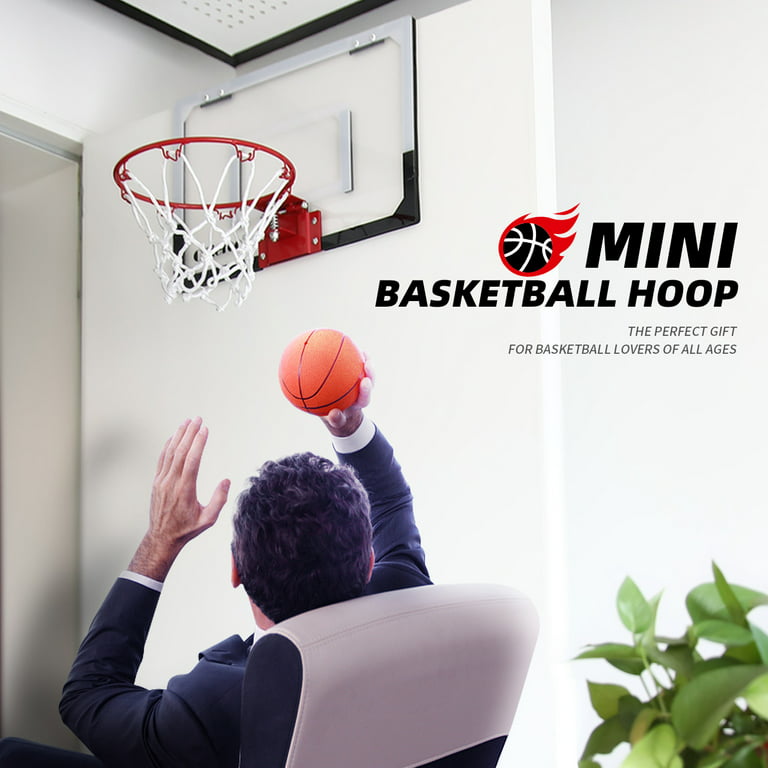 LotFancy Indoor Mini Basketball Hoop Set for Kids Teens Adults, 3 Balls,  18 x 12'' Polycarbonate Backboard 