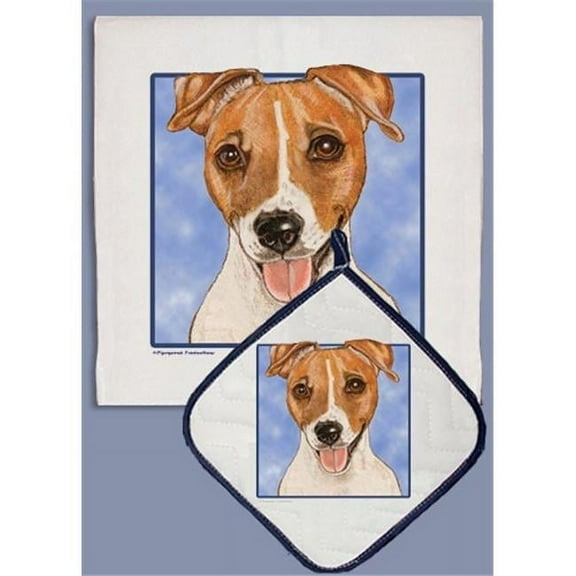 Pipsqueak Productions DP568A Jack Russell Dish Towel And Pot Holder Set