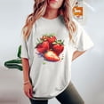 thumbnail image 5 of LEBONYARD Womens Summer Tops with Sleeves,Women's Fashion Summer Round Neck Drop Sleeves Leisure Short Sleeve Fruit Printing Tops White L, 5 of 7