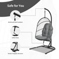 thumbnail image 6 of Patiojoy Modern Rattan Hanging Egg Swing Chair w/Stand Foldable Cushioned Hammock Gray, 6 of 9
