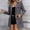 Gray, variant on Women's Lapel Button Down Utility Jacket Mid Length Long Sleeve Blazer Coat with Multi Pockets Casual Work Outerwear Gray 2XL