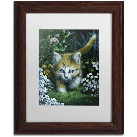 Trademark Fine Art 'Buttercup 2' Canvas Art by Jenny Newland, White Matte, Wood Frame
