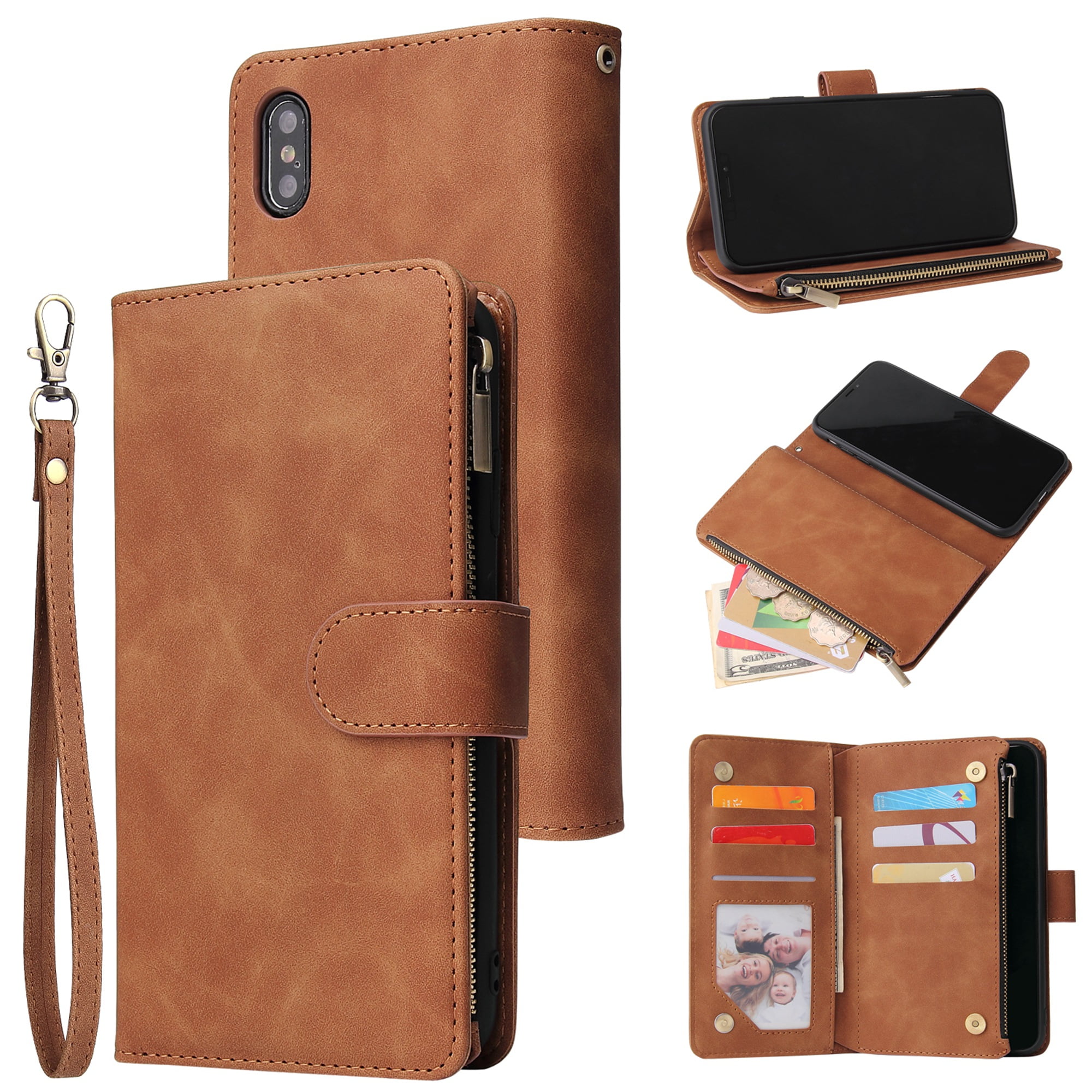 iPhone XS Max Wallet Case, Dteck Soft Leather Zipper Wallet Case