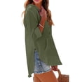 thumbnail image 3 of Women's Beach Cover Up Hoodies Sweatshirt Long Sleeve Sun Protection V Neck Breathable Shirt Top with Pockets Army Green XXL, 3 of 7