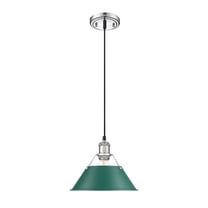 Yep by Golden Lighting Orwell 1-light 10in Pendant in Chrome and Pine Green shade