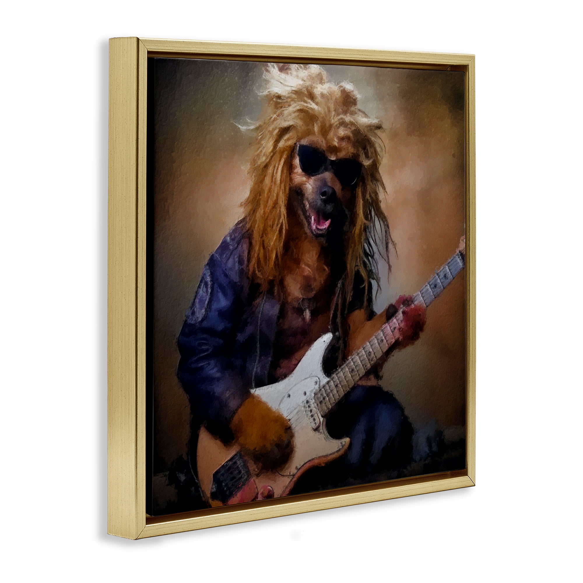Musician Canine Clark Gold Framed Floater Canvas Wall Art, design by Sean Parnell